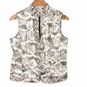 Chicos Snakeskin Print Vest Zip Up Black and White Womens Size 0
